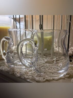 Pair of Four Ounce Mini Clear Glass Creamers